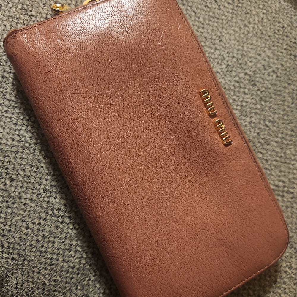 Miu Miu Pink Leather Wallet with Gold Logo